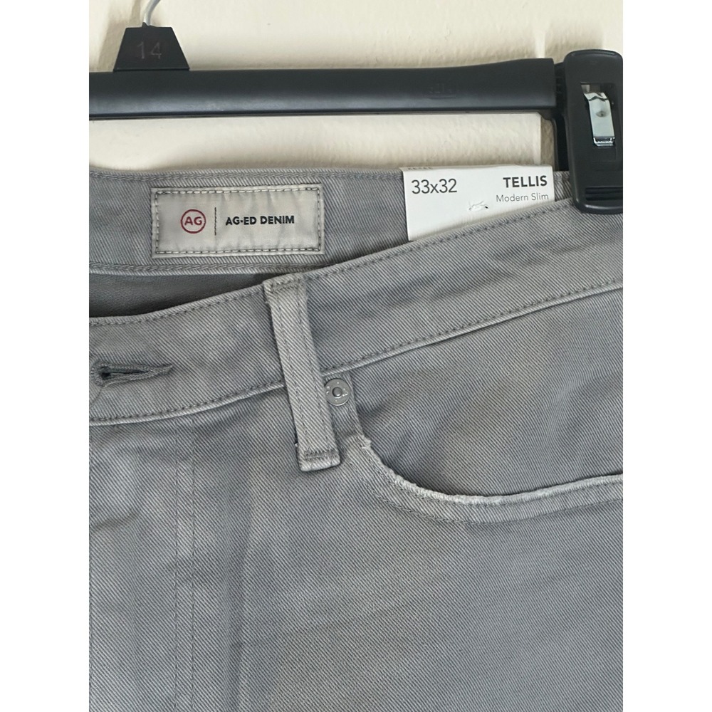 AG Adriano Goldschmied Tellis Modern Slim Fit Jeans Grey 33x32 Cloud Soft Denim - Picture 3 of 6
